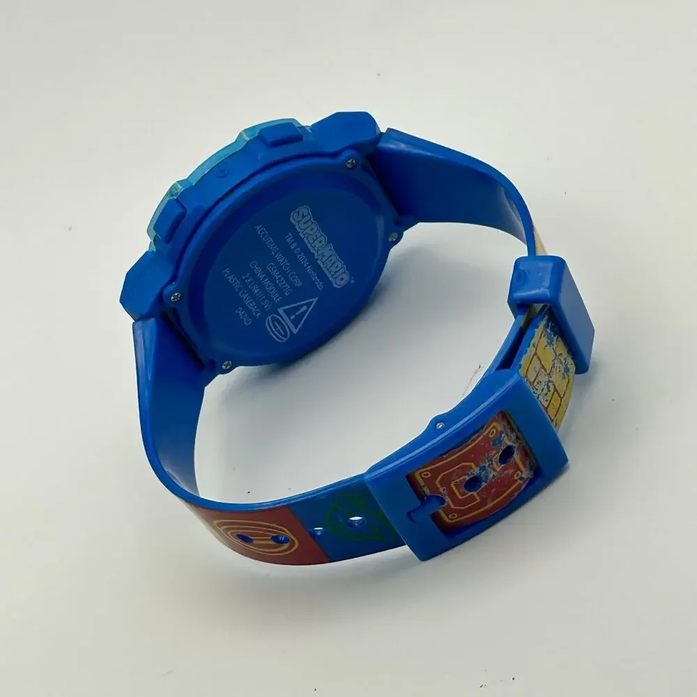 Accutime Super Mario Digital Watch Blue Bezel Working New Battery